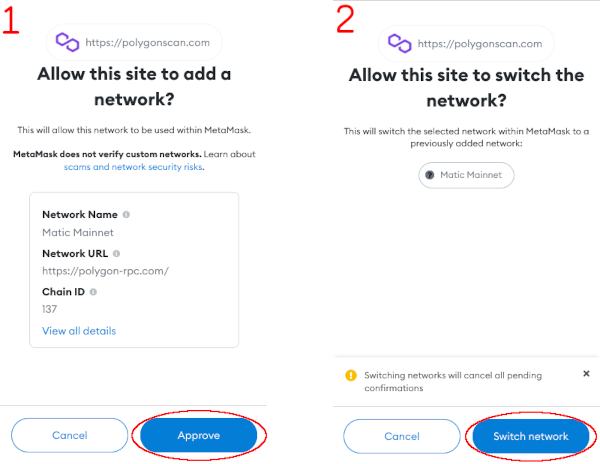 approve Polygon Network on MetaMask