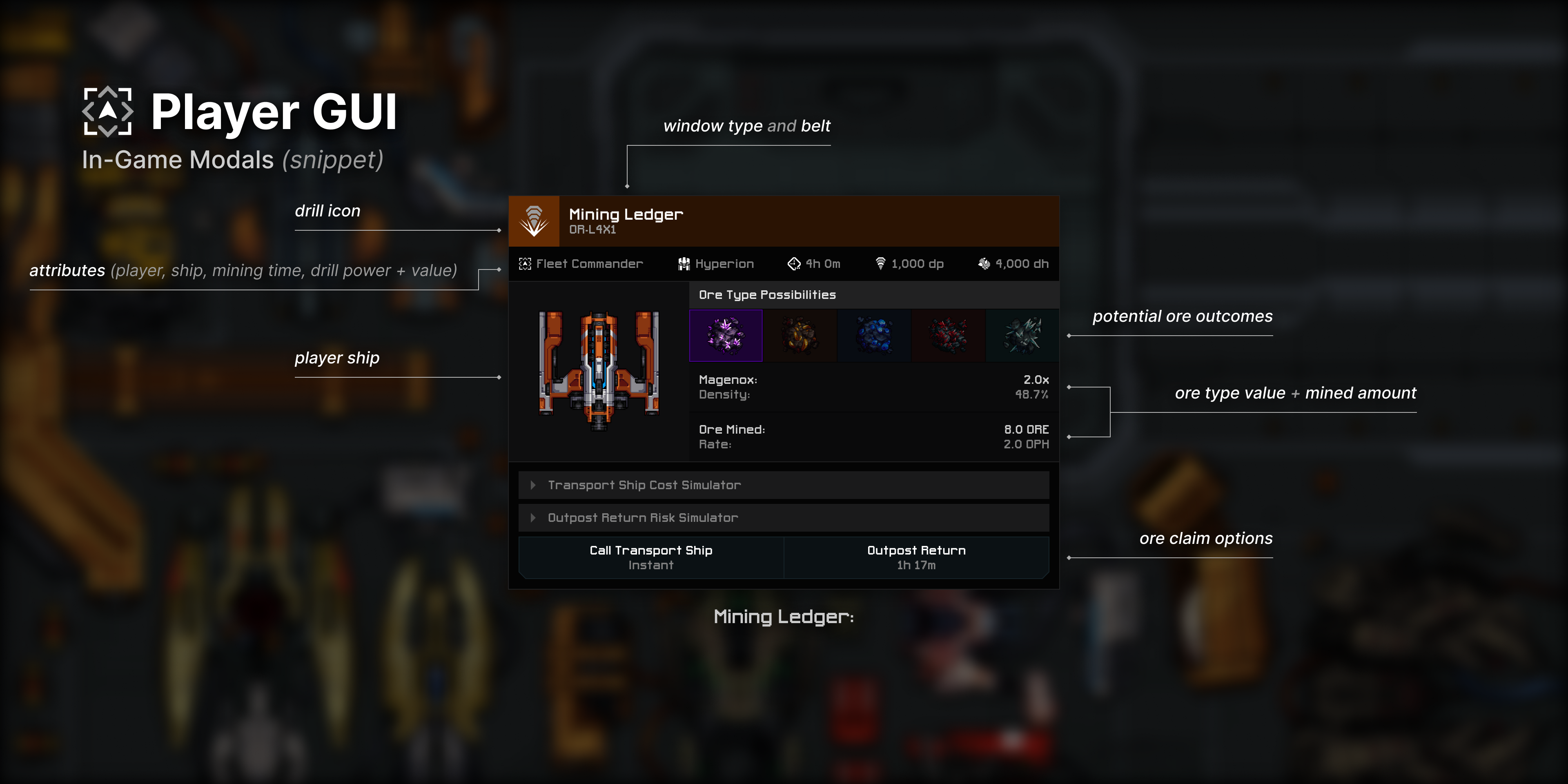 Mining ledger window - fully collapsed