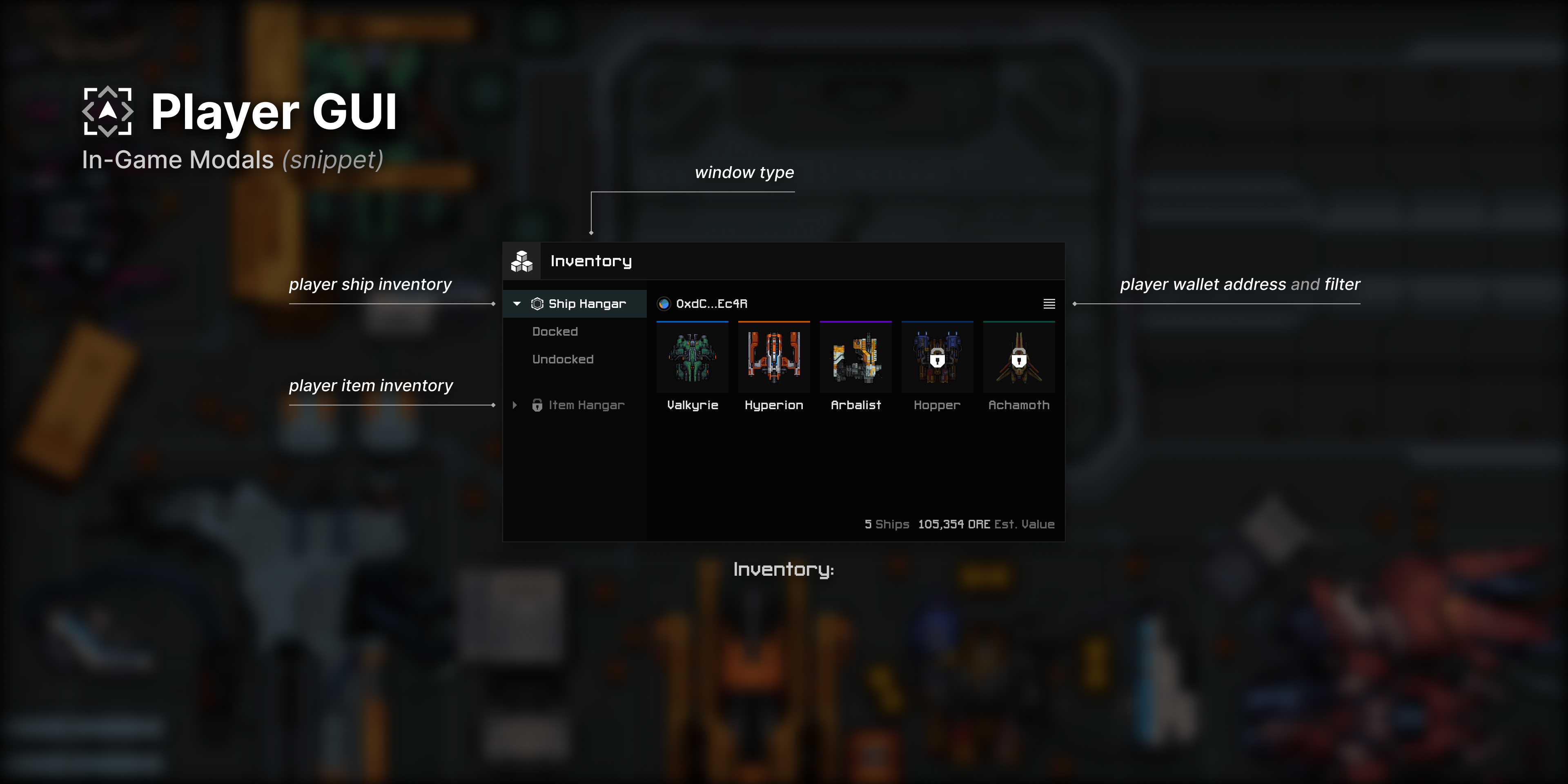 Player inventory window - ship grid