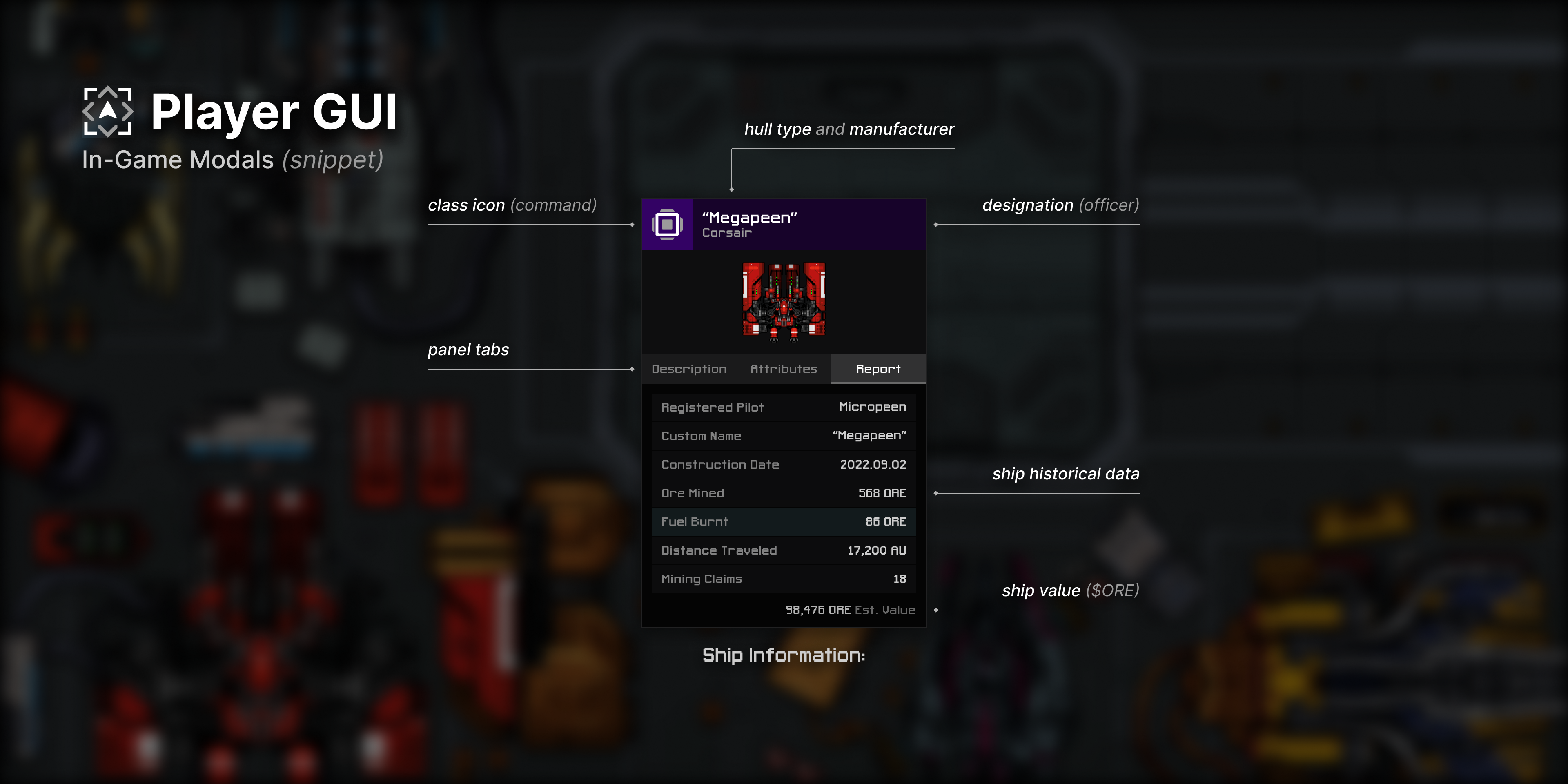 Ship information window for an officer ship